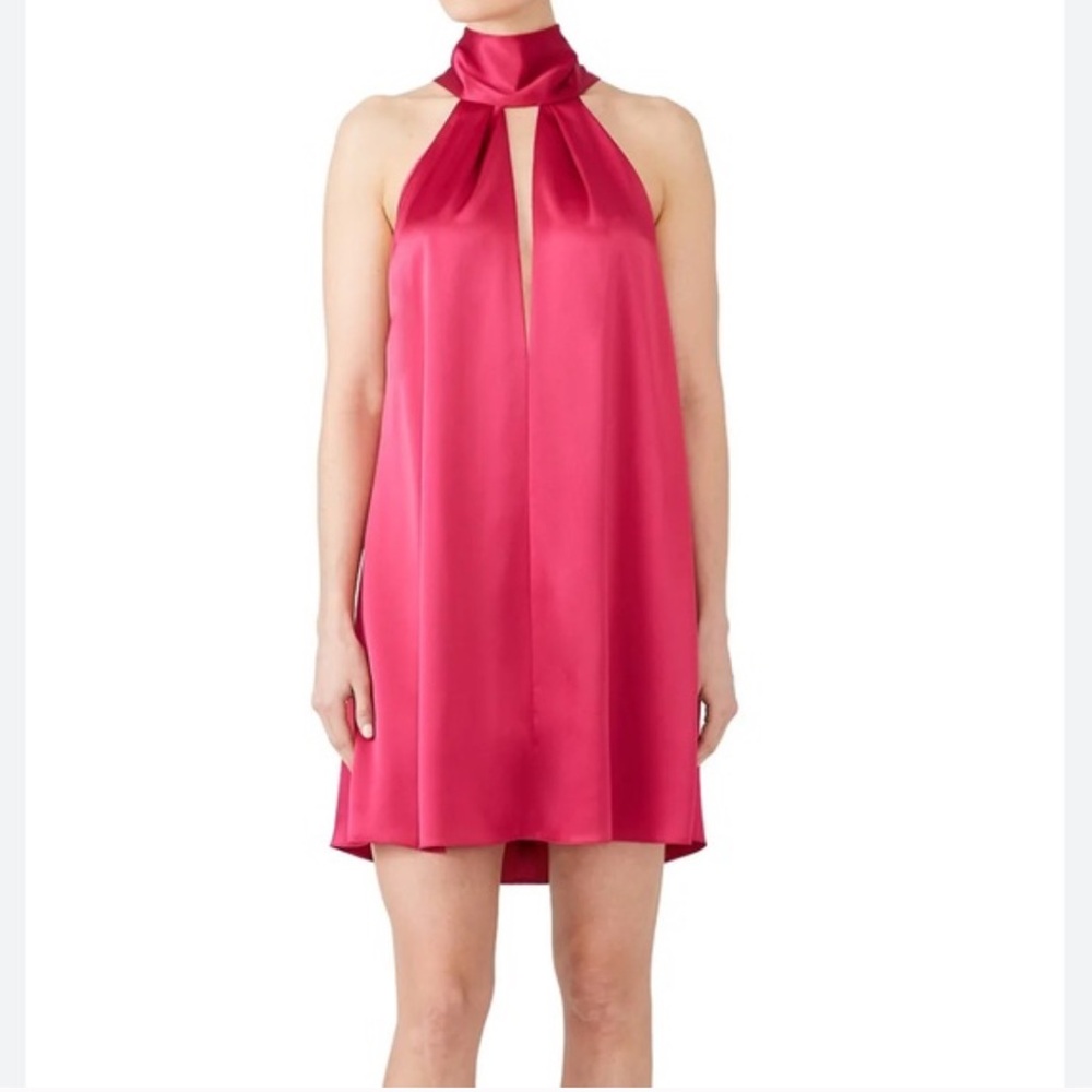 Galvan London Puglia Halter Neck Satin Mini Dress-4